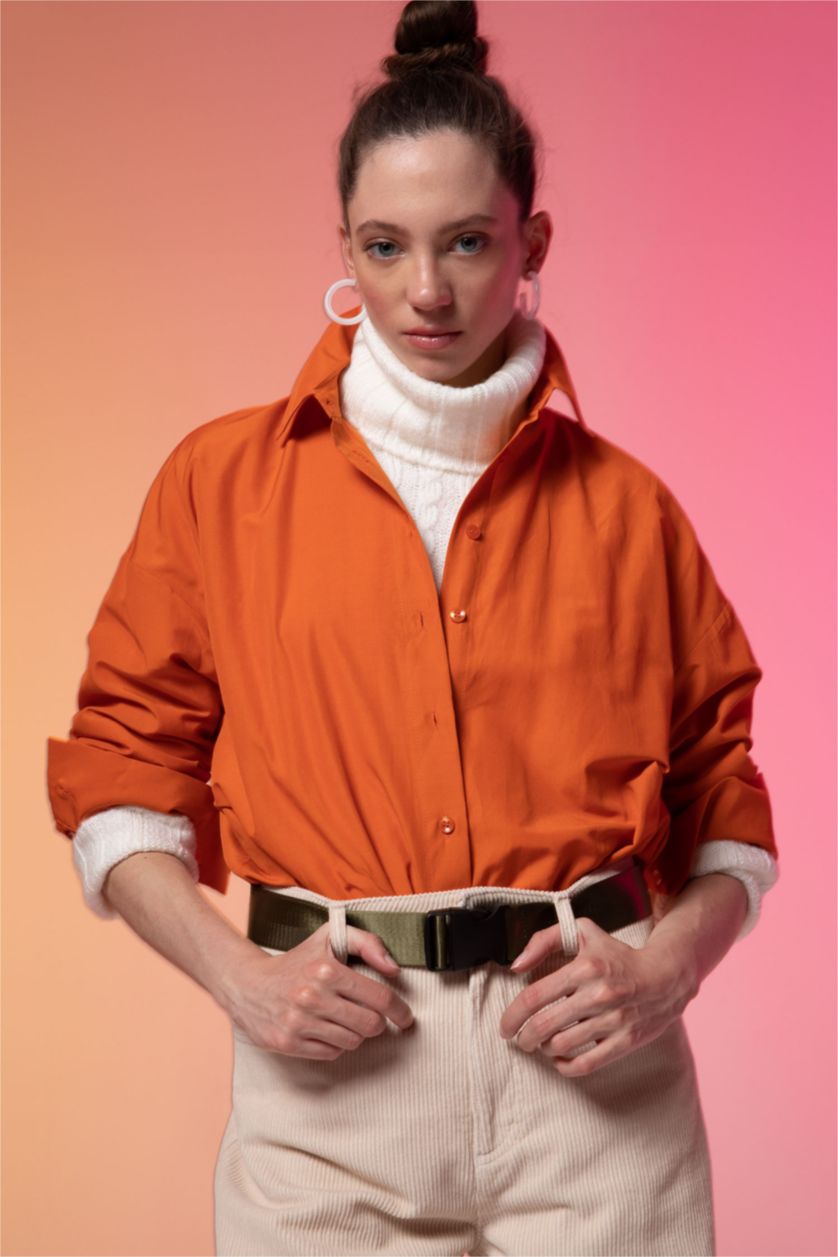 WOMAN Orange Oversize Fit Long Sleeve Tunic