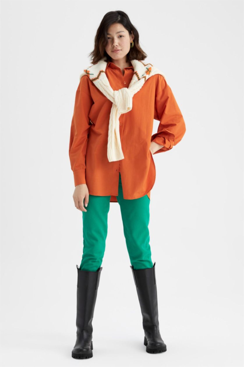 WOMAN Orange Oversize Fit Long Sleeve Tunic