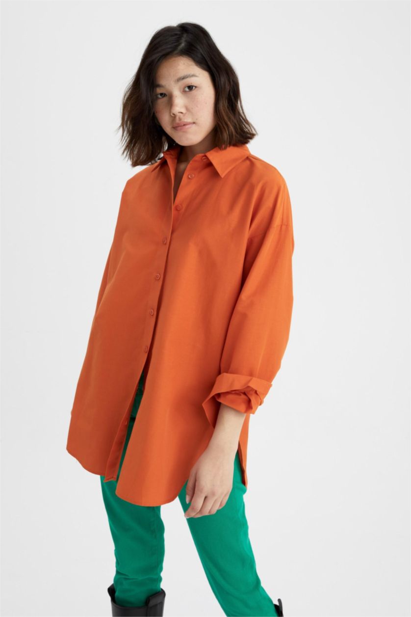 WOMAN Orange Oversize Fit Long Sleeve Tunic