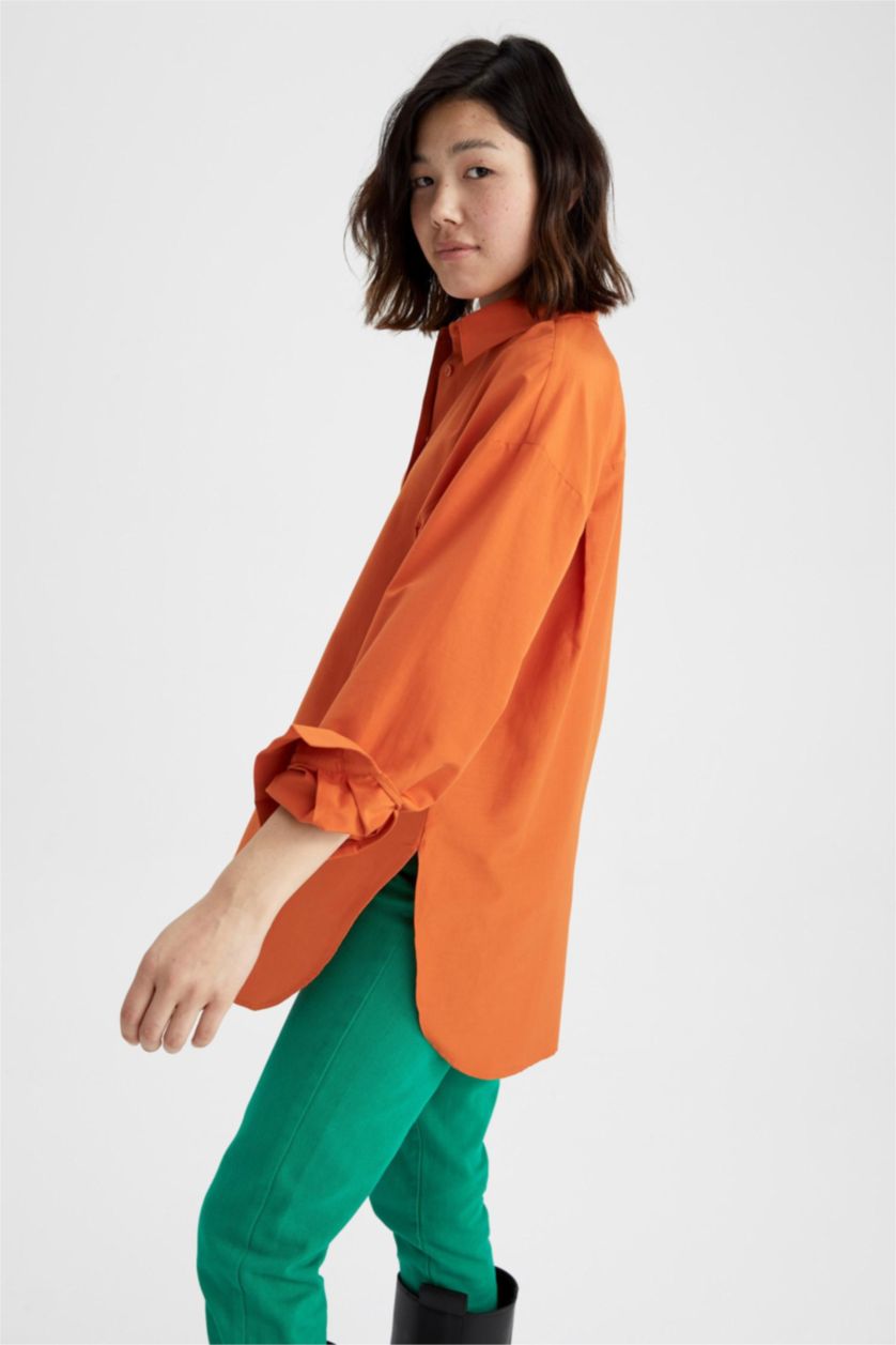 WOMAN Orange Oversize Fit Long Sleeve Tunic