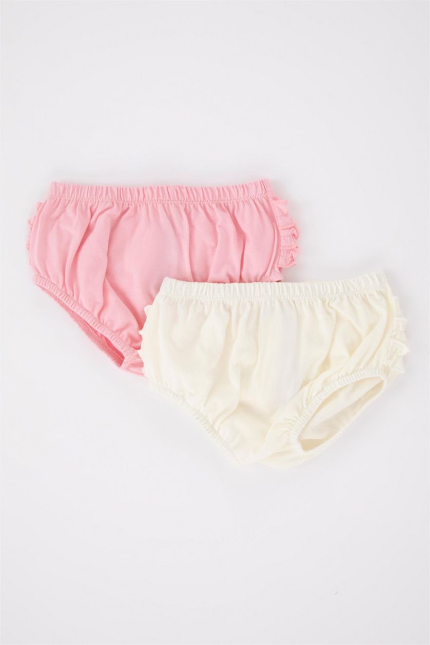 BABY GIRL Ecru Baby Girl Newborn Combed Cotton 2-Pack Panties