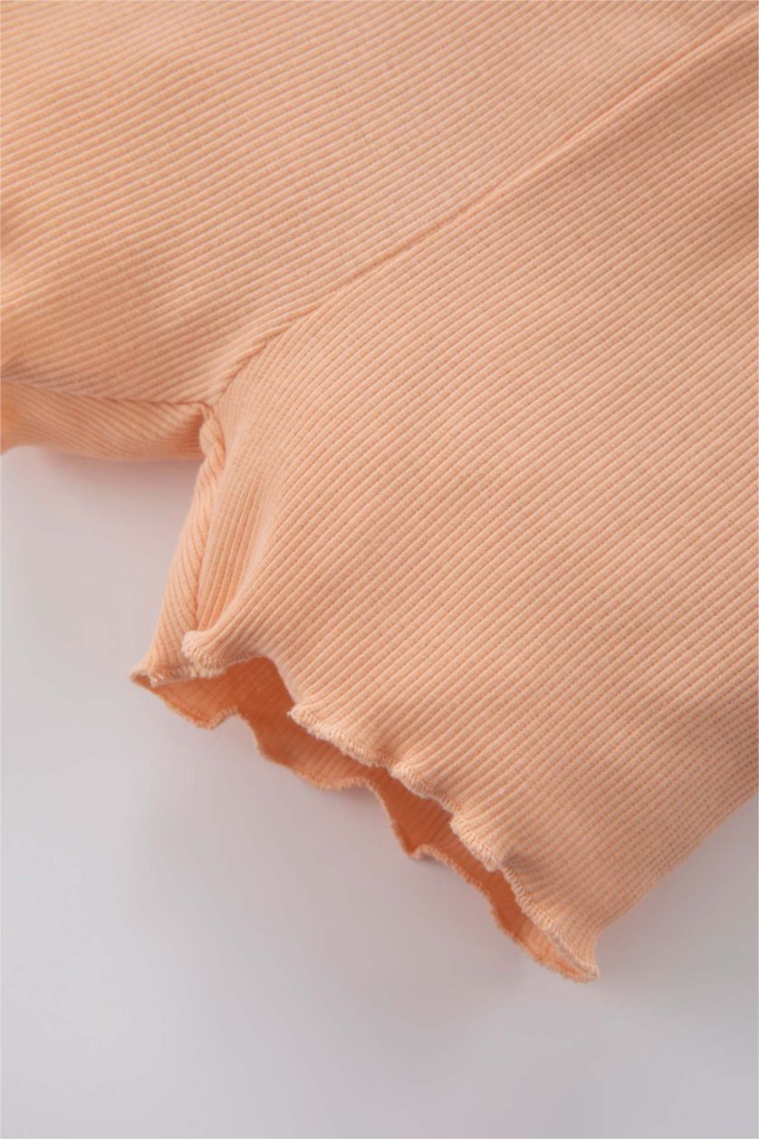 BABY GIRL Salmon Baby Girl Embroidered Ribbed Camisole Snap Fastener Body Shorts 2-Pack