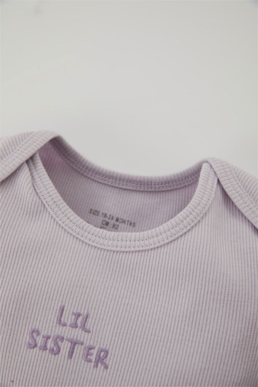 BÉBÉ FILLE Violet Clair Ensemble En Tricot Col Ras Du Cou Broderie 2 BéBé Fille