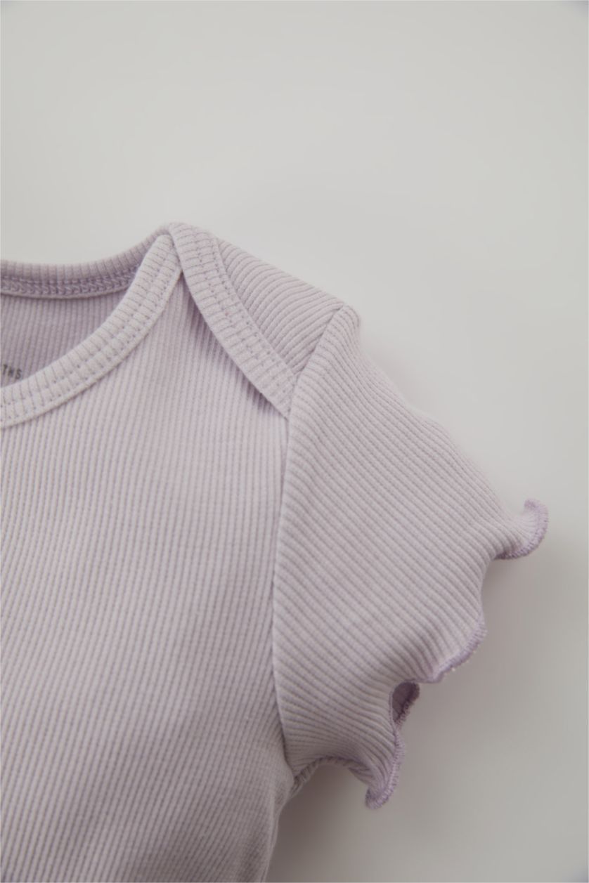 BÉBÉ FILLE Violet Clair Ensemble En Tricot Col Ras Du Cou Broderie 2 BéBé Fille