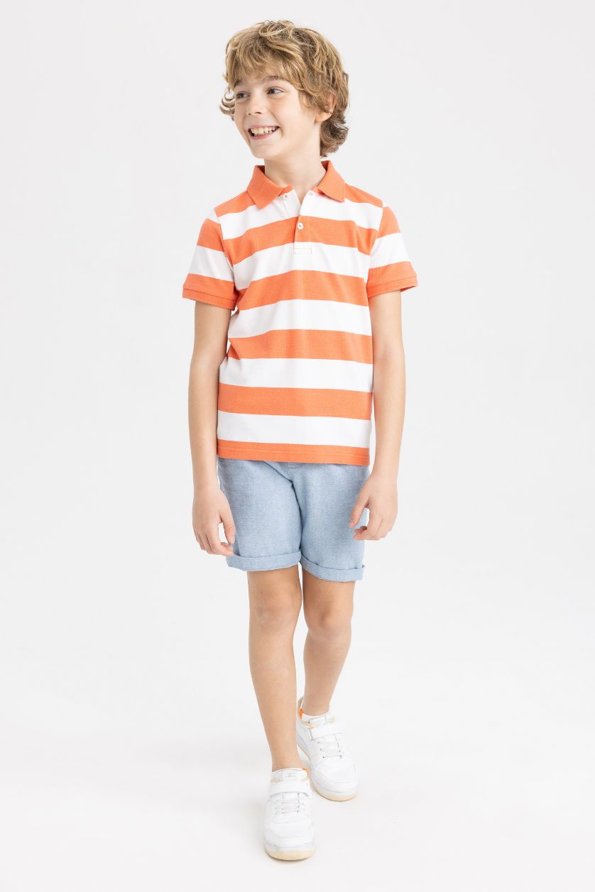 GARÇONS Orange Clair Polo à manches courtes Piquer Col Polo Garçon