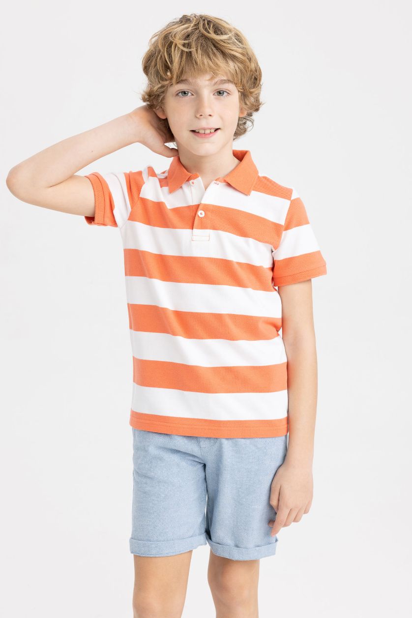 GARÇONS Orange Clair Polo à manches courtes Piquer Col Polo Garçon