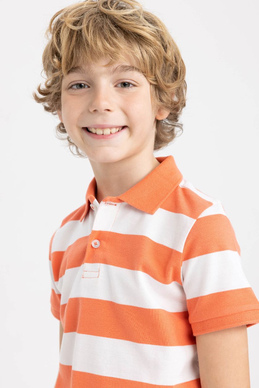GARÇONS Orange Clair Polo à manches courtes Piquer Col Polo Garçon