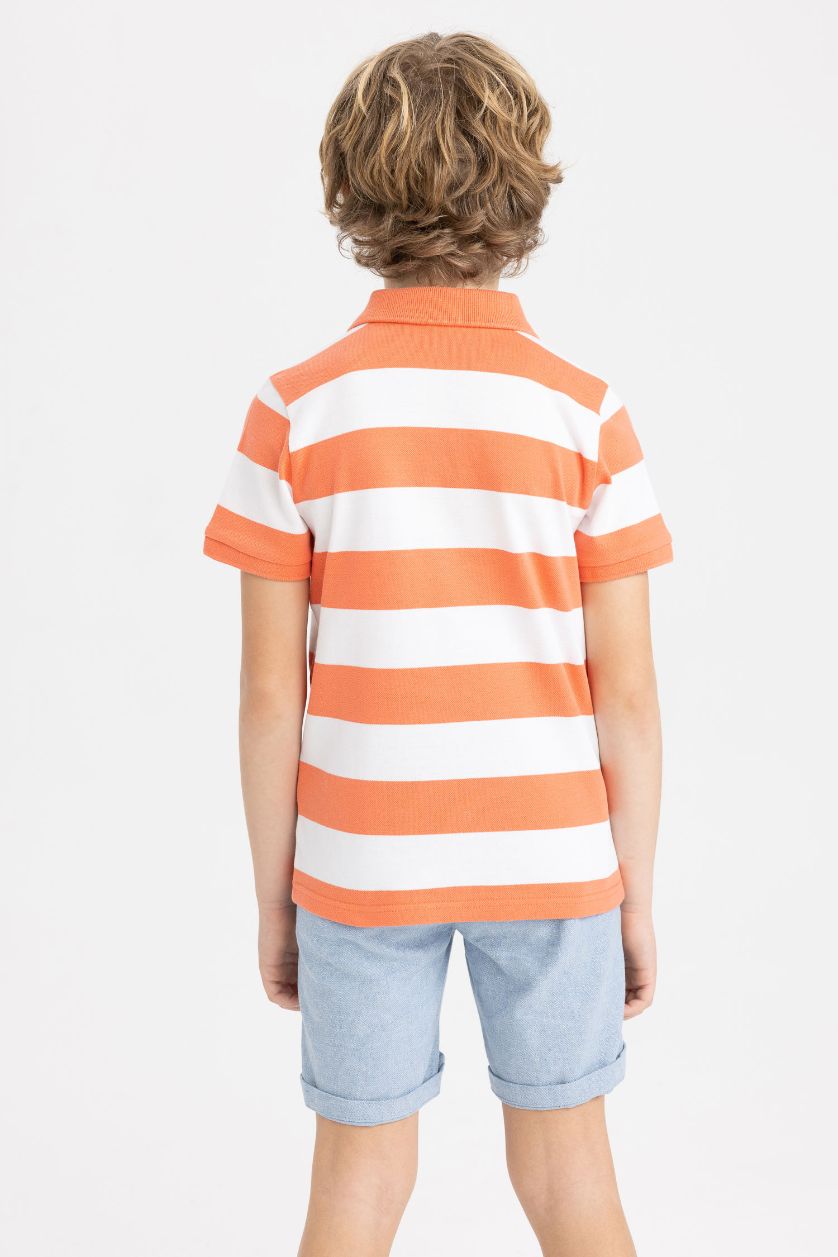 GARÇONS Orange Clair Polo à manches courtes Piquer Col Polo Garçon