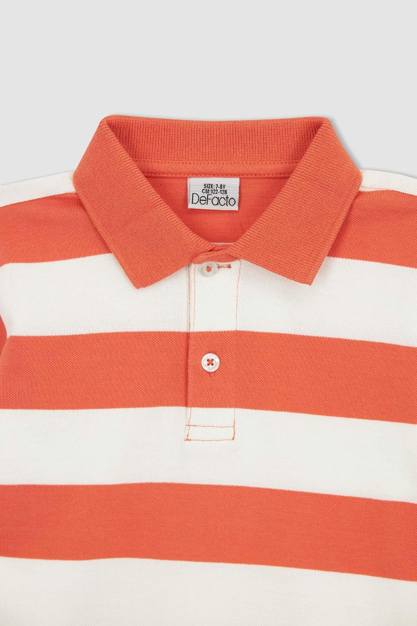 GARÇONS Orange Clair Polo à manches courtes Piquer Col Polo Garçon