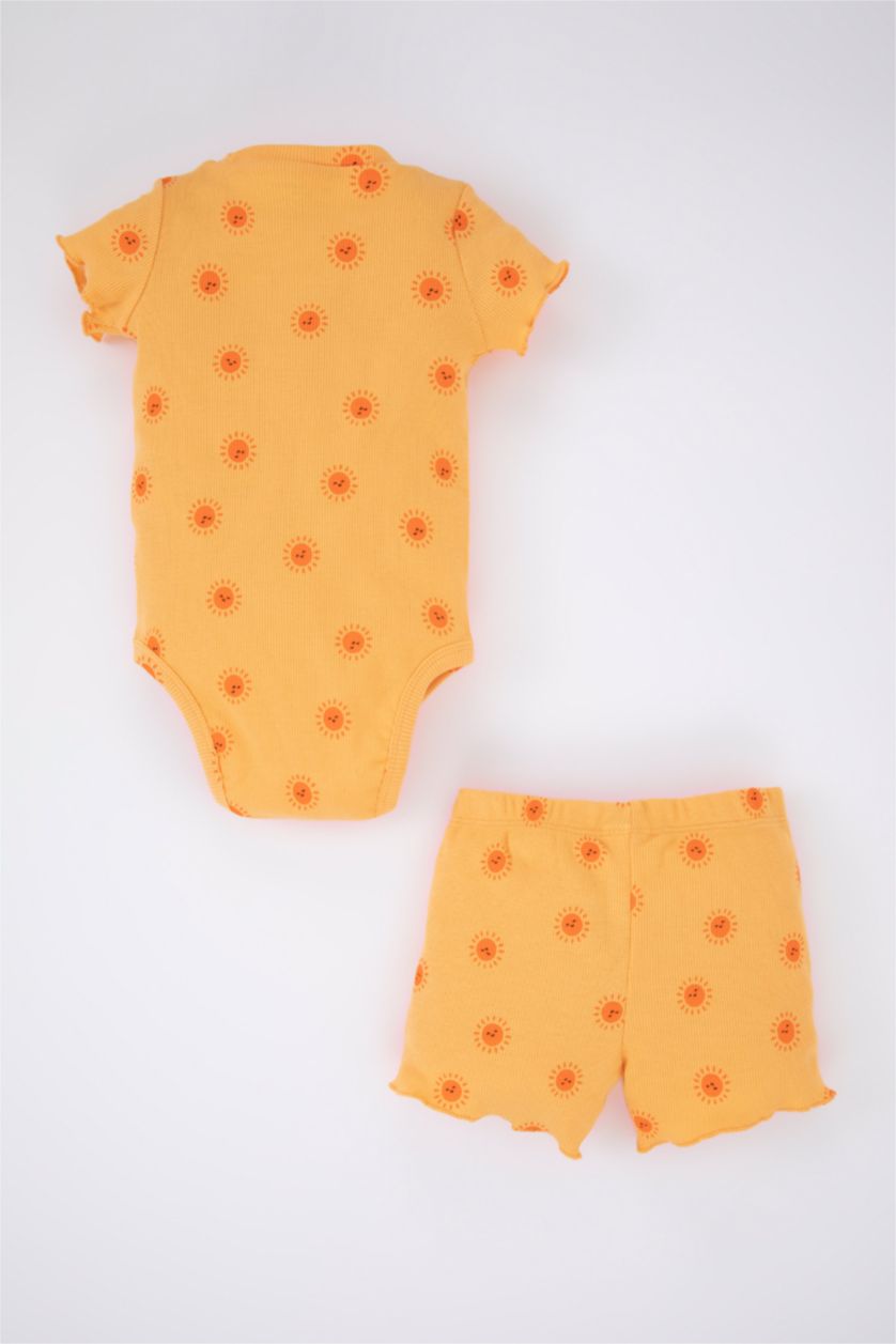 BÉBÉ FILLE Orange Clair Ensemble de Body à boutons pression imprimé et Short pour bébé fille