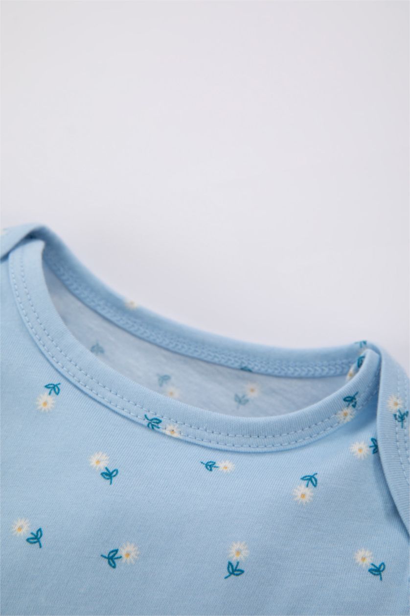 Baby Girl Light Blue Baby Girl Newborn Floral Combed Cotton 2-Pack Rompers