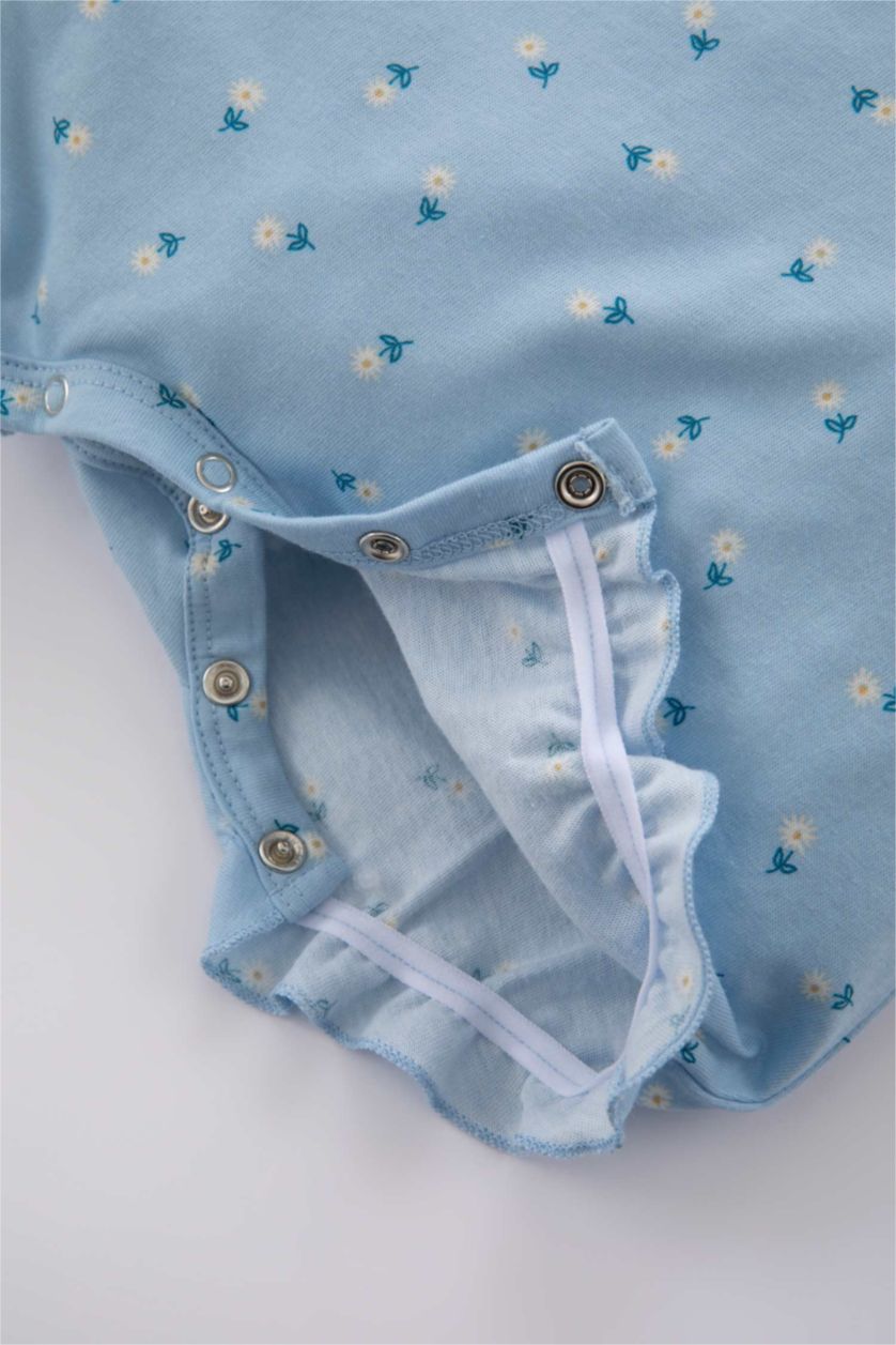 Baby Girl Light Blue Baby Girl Newborn Floral Combed Cotton 2-Pack Rompers