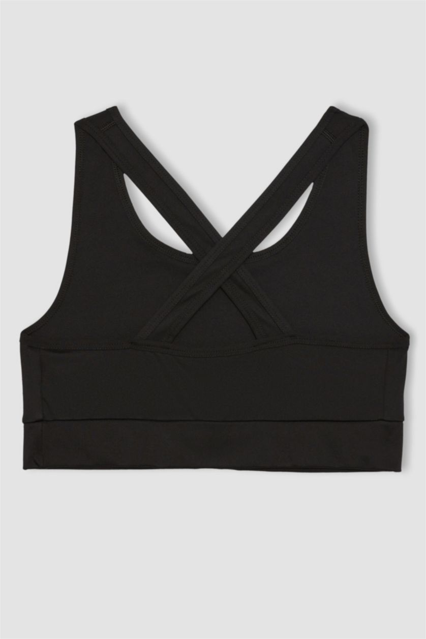 حريمي أسود برا سبورت برقبة مستديرة من DeFactoFit