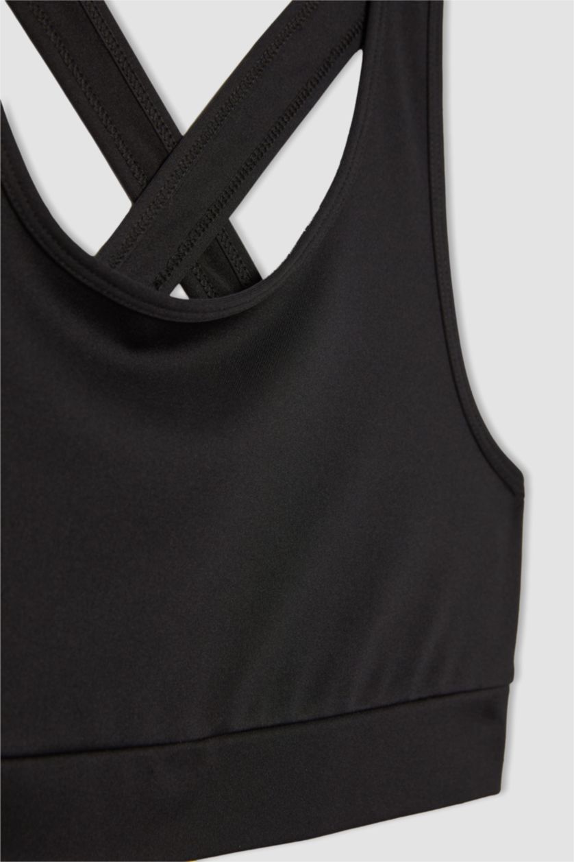 حريمي أسود برا سبورت برقبة مستديرة من DeFactoFit