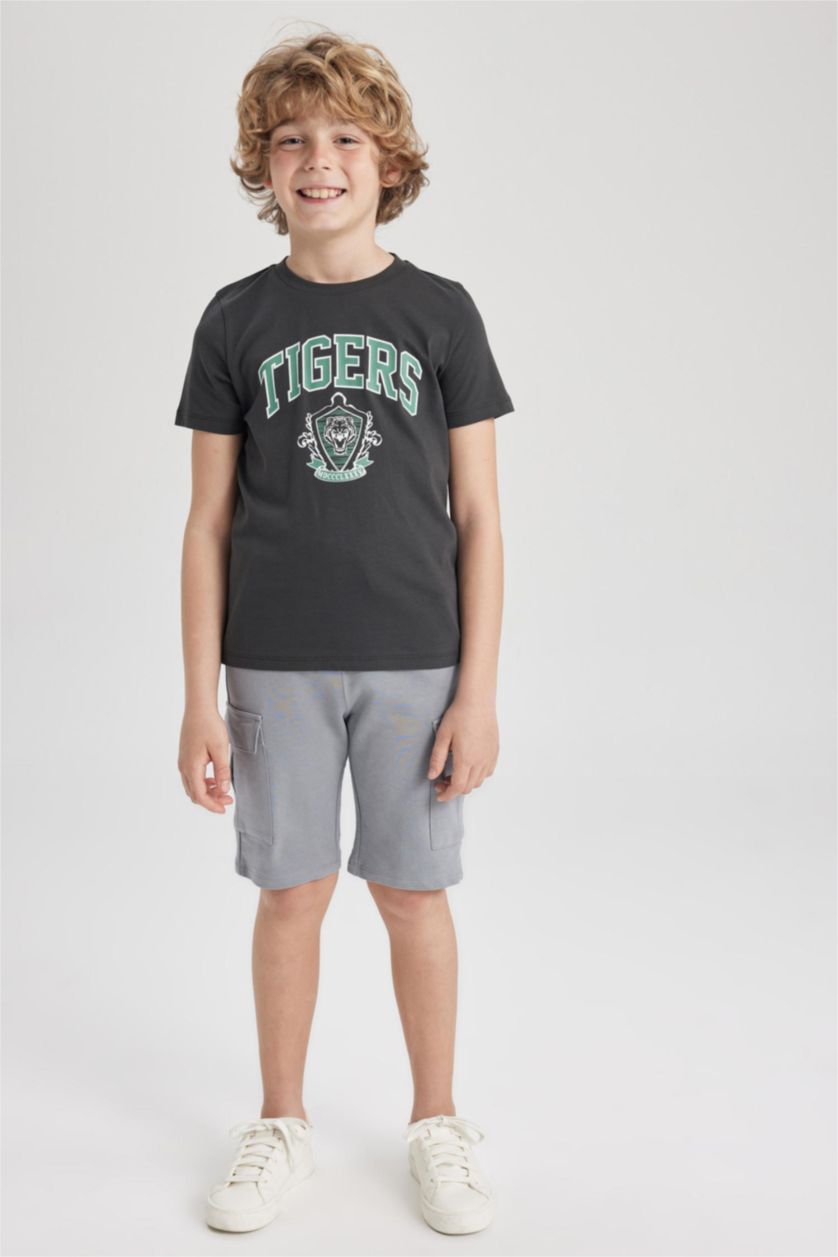 BOYS & TEENS Anthracite Boy Regular Fit Crew Neck Printed Short Sleeve T-Shirt