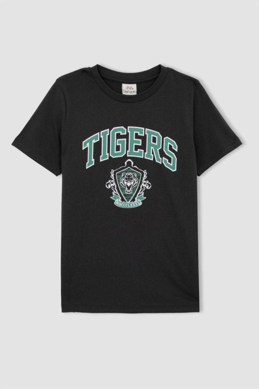 BOYS & TEENS Anthracite Boy Regular Fit Crew Neck Printed Short Sleeve T-Shirt