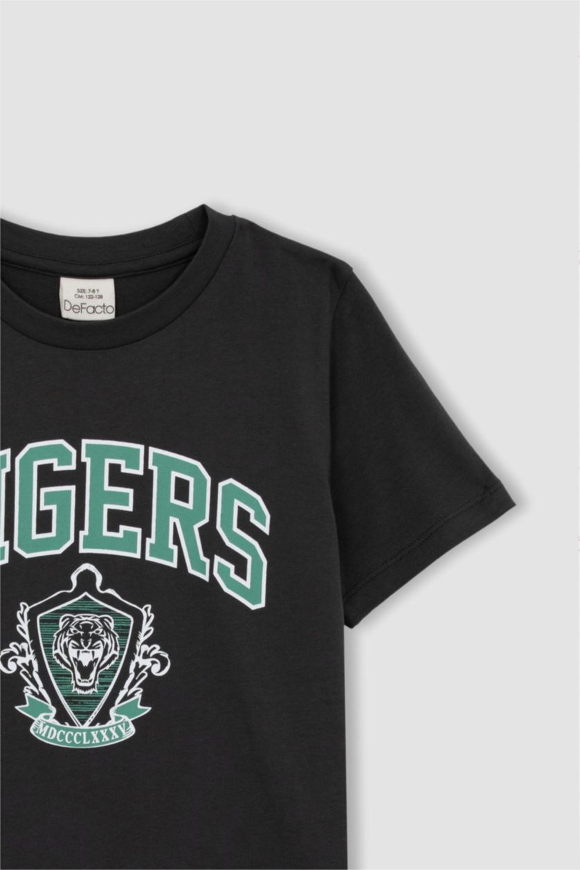 BOYS & TEENS Anthracite Boy Regular Fit Crew Neck Printed Short Sleeve T-Shirt