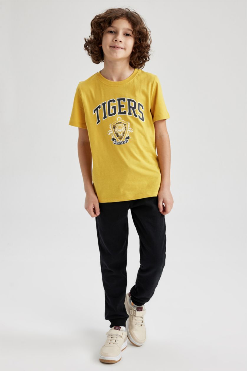 BOYS & TEENS Yellow Boy Regular Fit Crew Neck Printed Short Sleeve T-Shirt