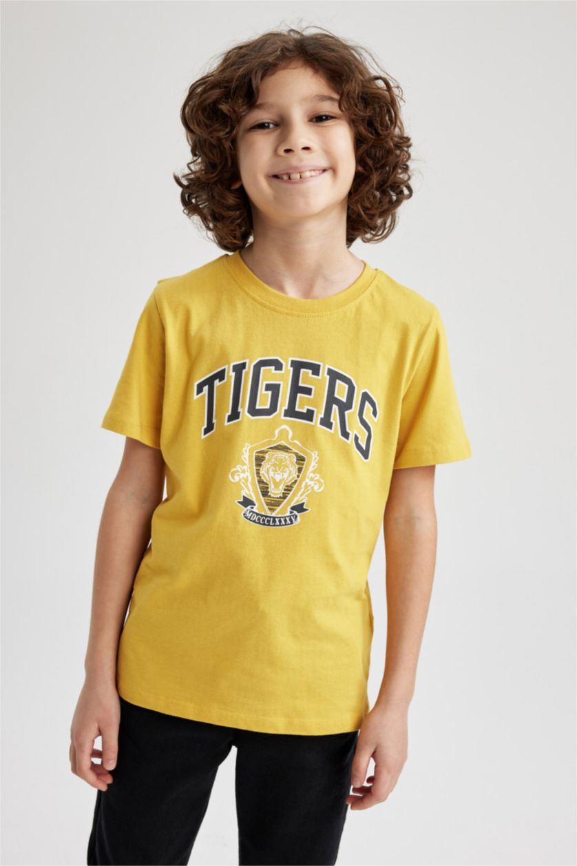 BOYS & TEENS Yellow Boy Regular Fit Crew Neck Printed Short Sleeve T-Shirt