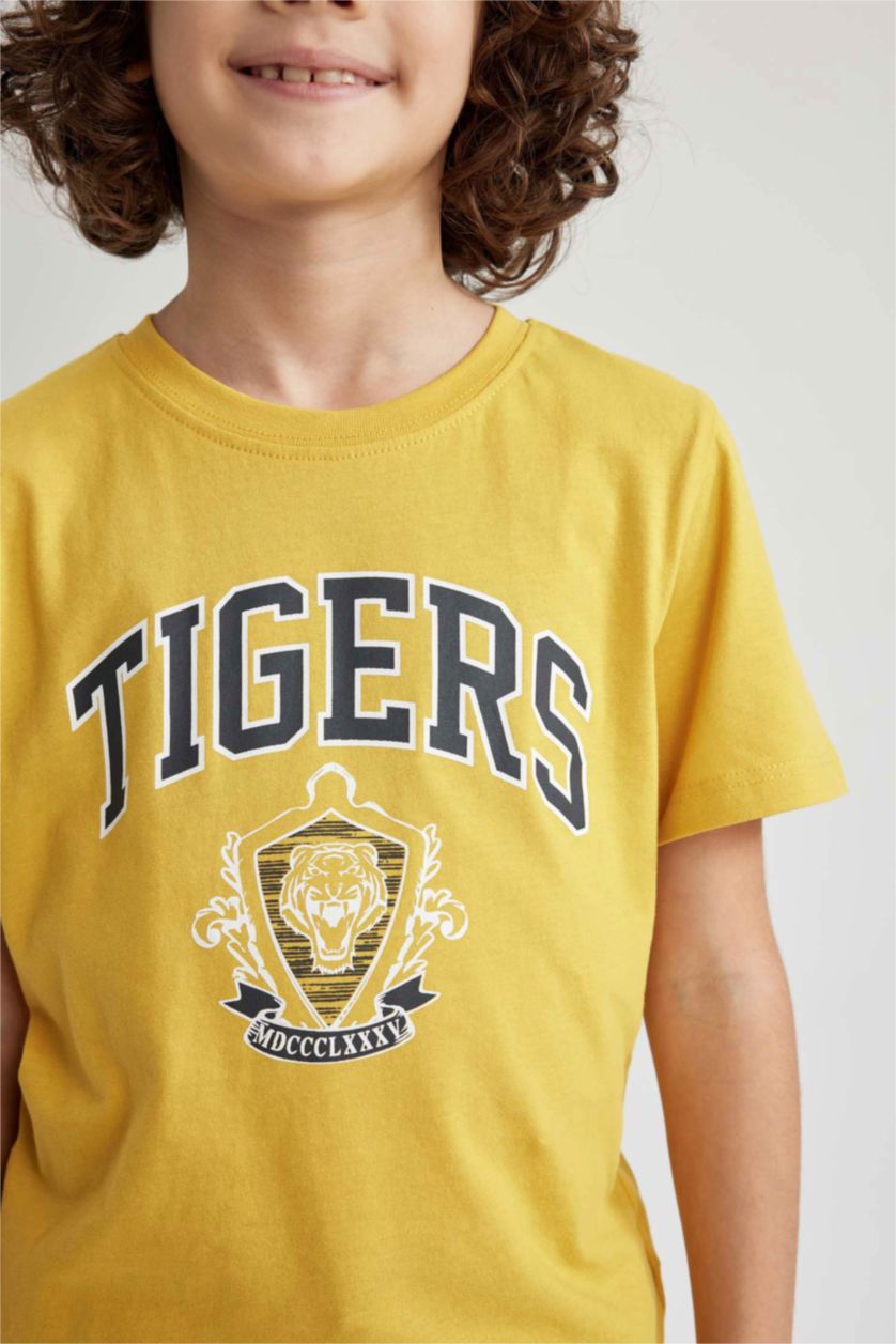 BOYS & TEENS Yellow Boy Regular Fit Crew Neck Printed Short Sleeve T-Shirt