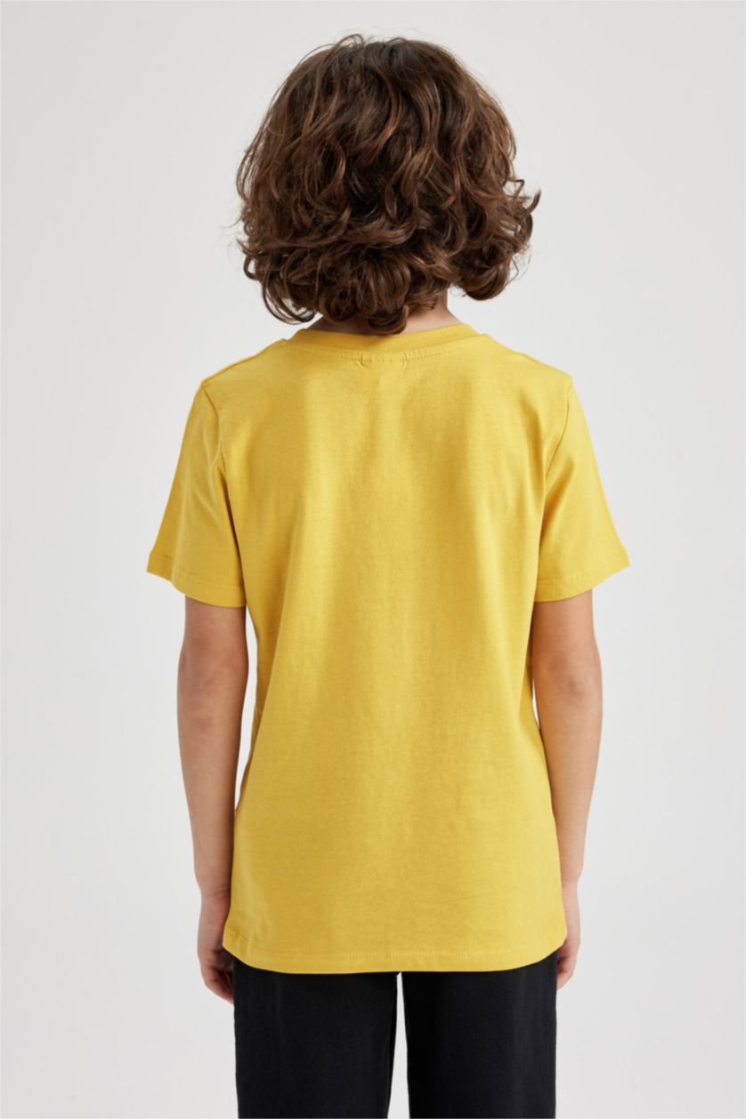 BOYS & TEENS Yellow Boy Regular Fit Crew Neck Printed Short Sleeve T-Shirt