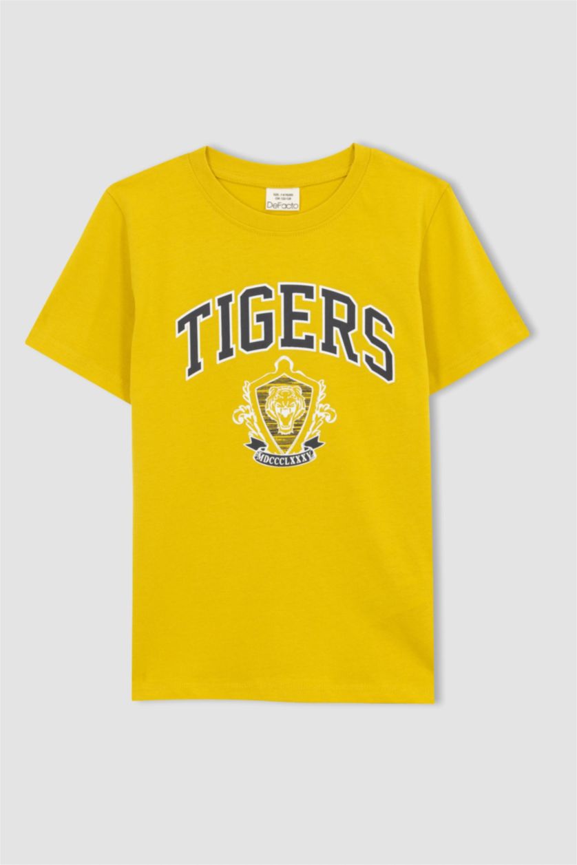 BOYS & TEENS Yellow Boy Regular Fit Crew Neck Printed Short Sleeve T-Shirt