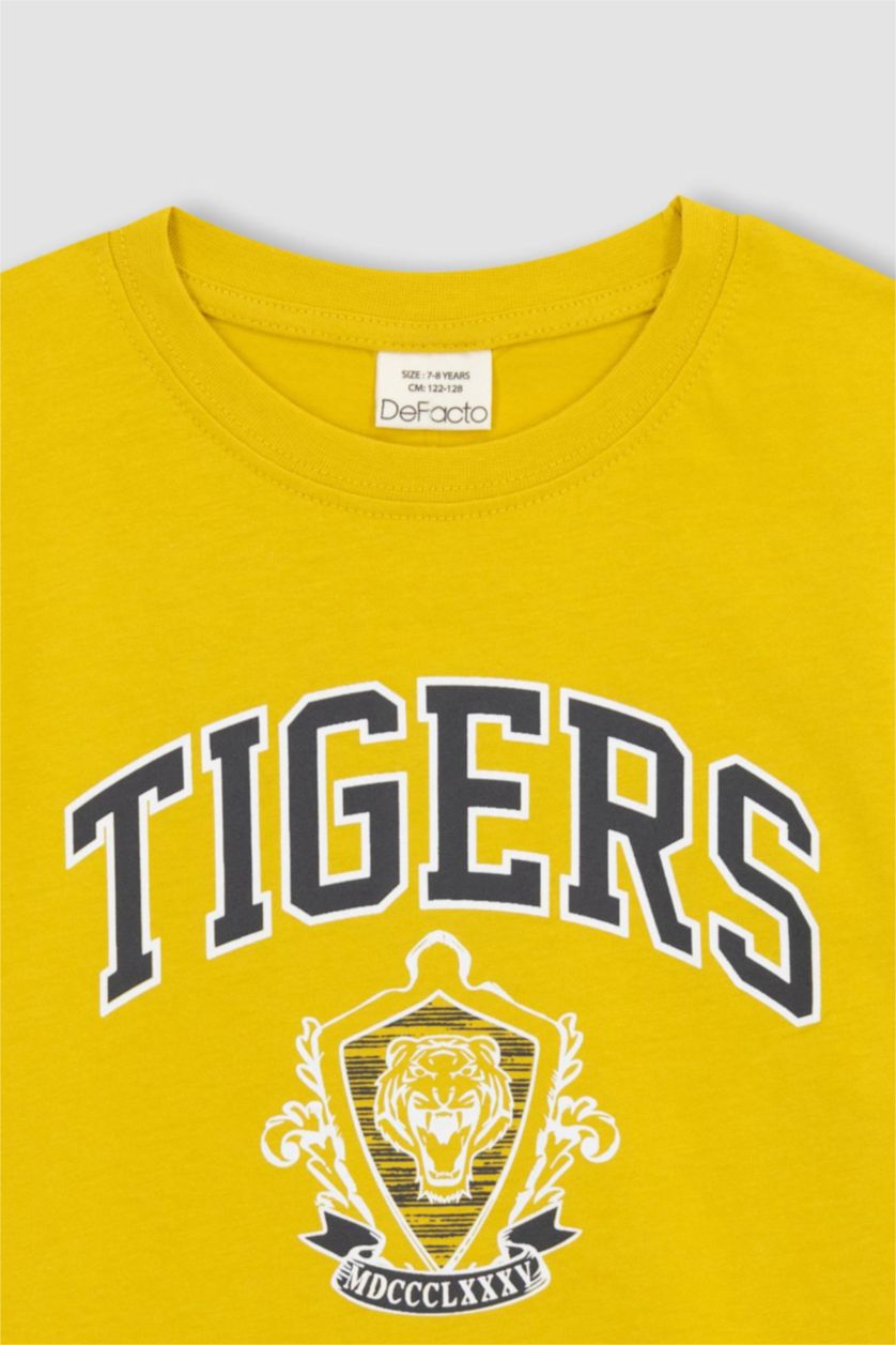 BOYS & TEENS Yellow Boy Regular Fit Crew Neck Printed Short Sleeve T-Shirt