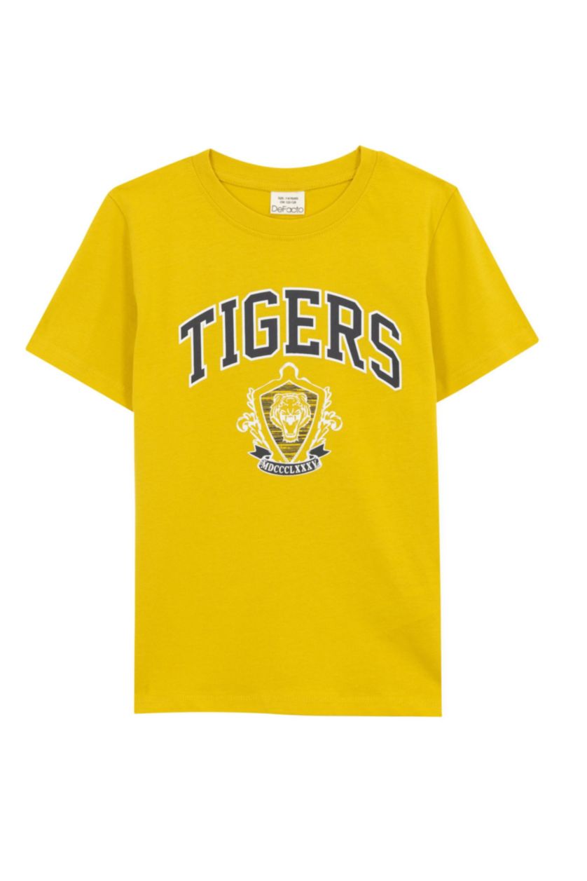 BOYS & TEENS Yellow Boy Regular Fit Crew Neck Printed Short Sleeve T-Shirt