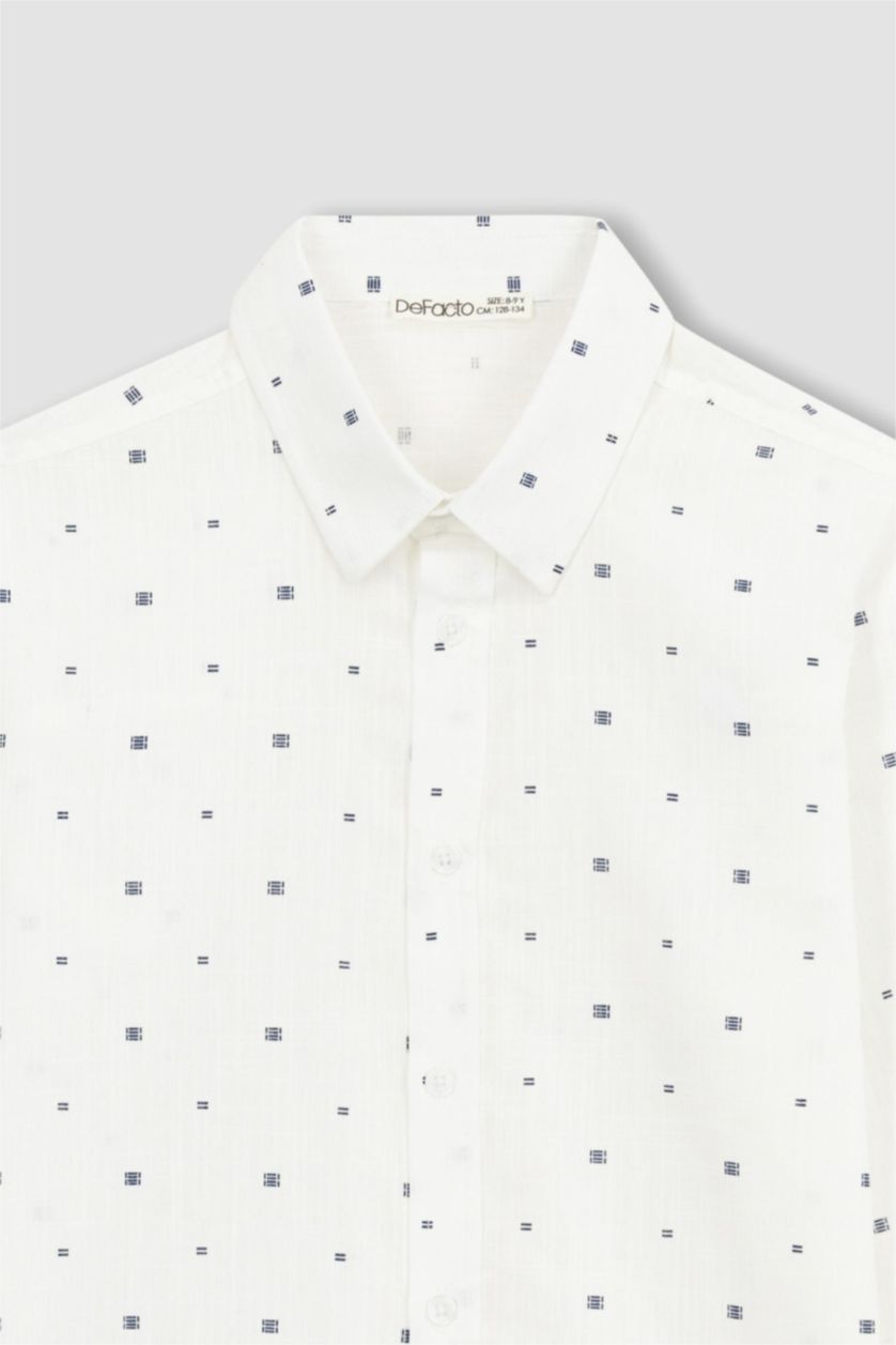 Boys & Teens White Boy Linen Look Long Sleeve Shirt