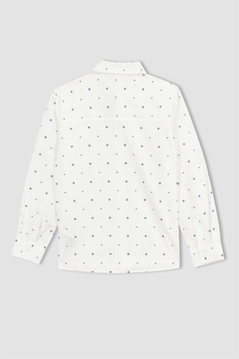 Boys & Teens White Boy Linen Look Long Sleeve Shirt