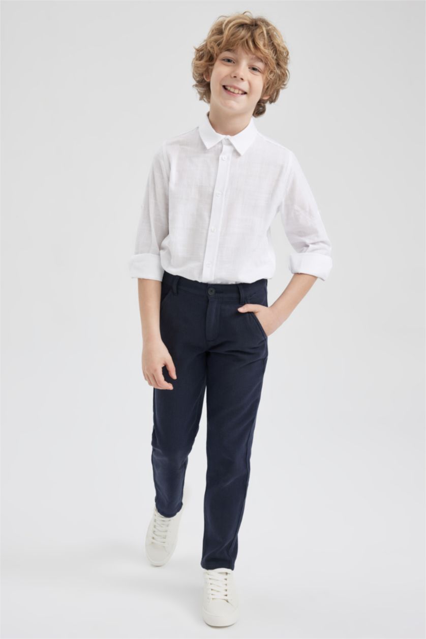 BOYS & TEENS White Boy Textured Long Sleeve Shirt