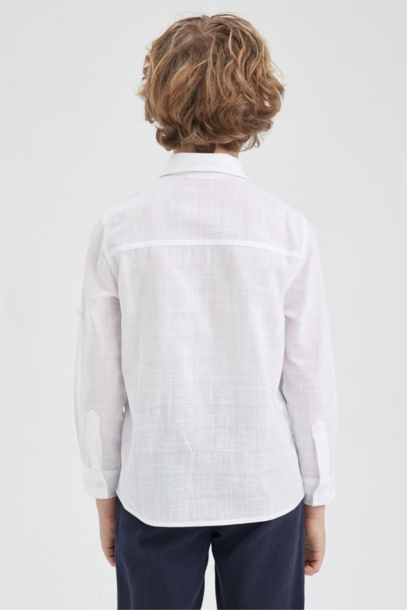 BOYS & TEENS White Boy Textured Long Sleeve Shirt