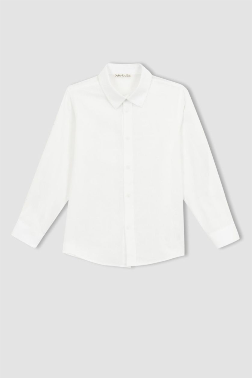 BOYS & TEENS White Boy Textured Long Sleeve Shirt