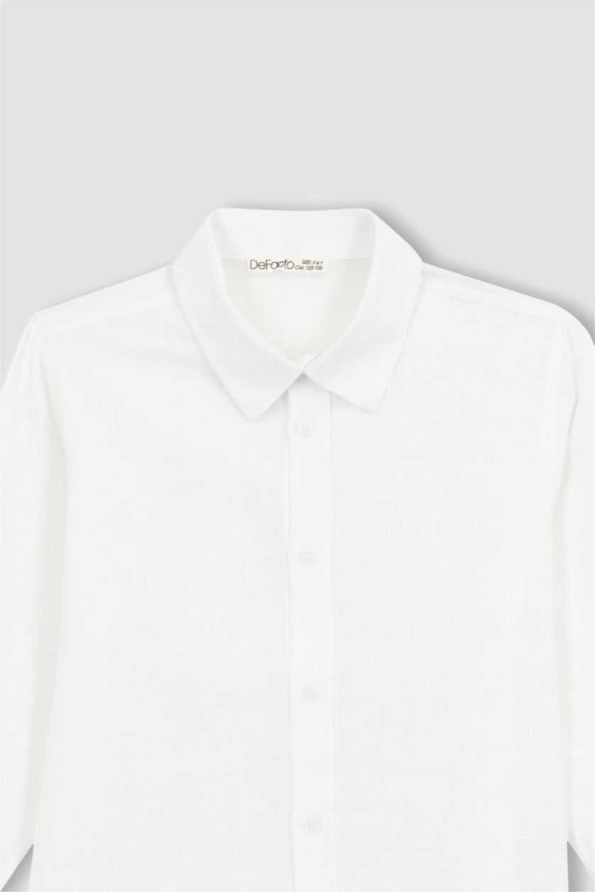 BOYS & TEENS White Boy Textured Long Sleeve Shirt