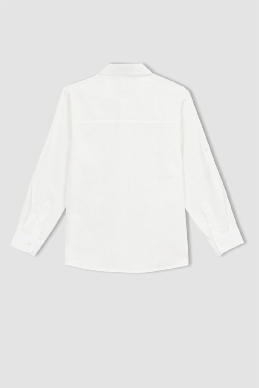 BOYS & TEENS White Boy Textured Long Sleeve Shirt