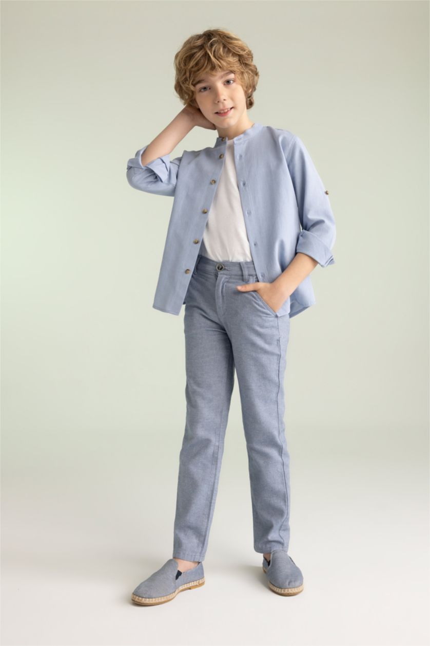 أولاد أزرق فاتح بنطلون ولادي قطن قصة عادية