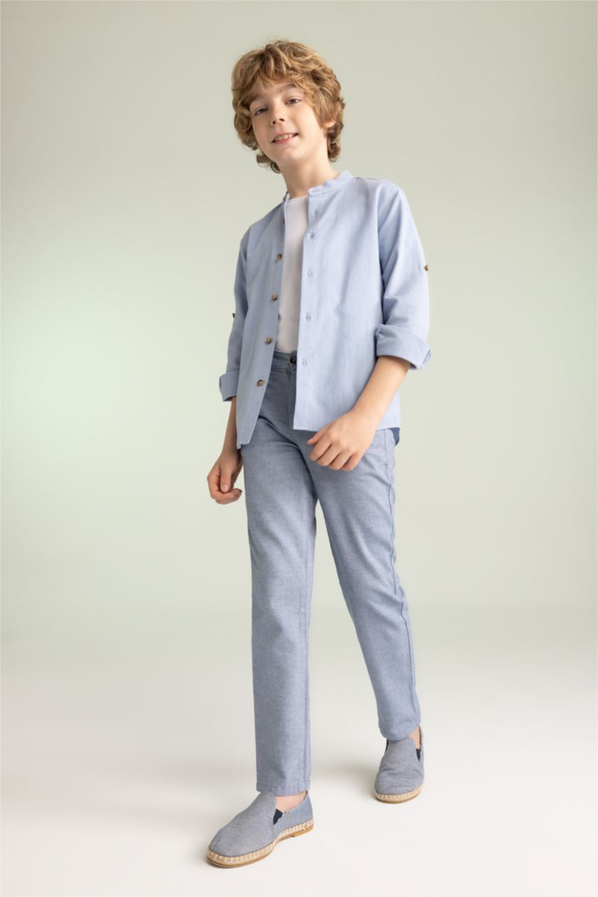 أولاد أزرق فاتح بنطلون ولادي قطن قصة عادية