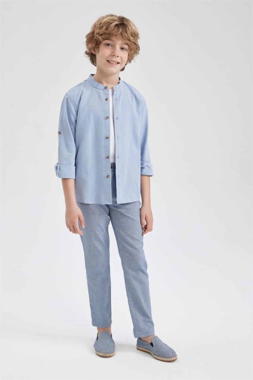 أولاد أزرق فاتح بنطلون ولادي قطن قصة عادية