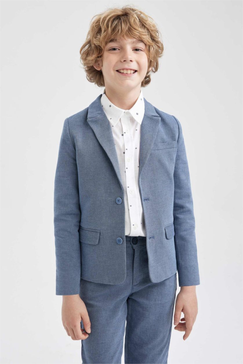 GARÇONS BLEU Clair Veste Blazer en look lin pour garçon