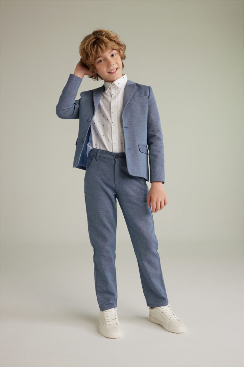 BOYS & TEENS Light Blue Boy Regular Fit Woven Trousers