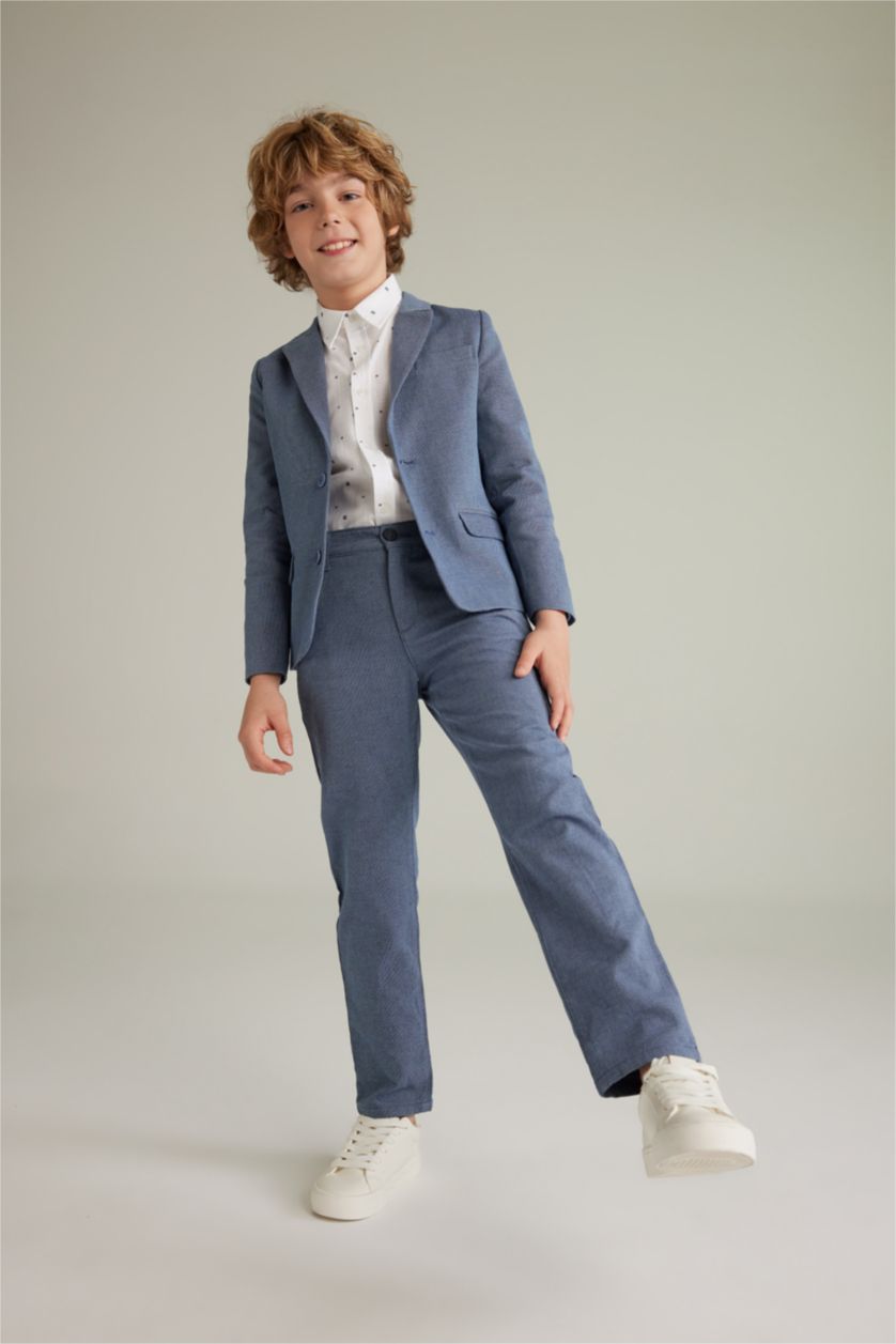 BOYS & TEENS Light Blue Boy Regular Fit Woven Trousers