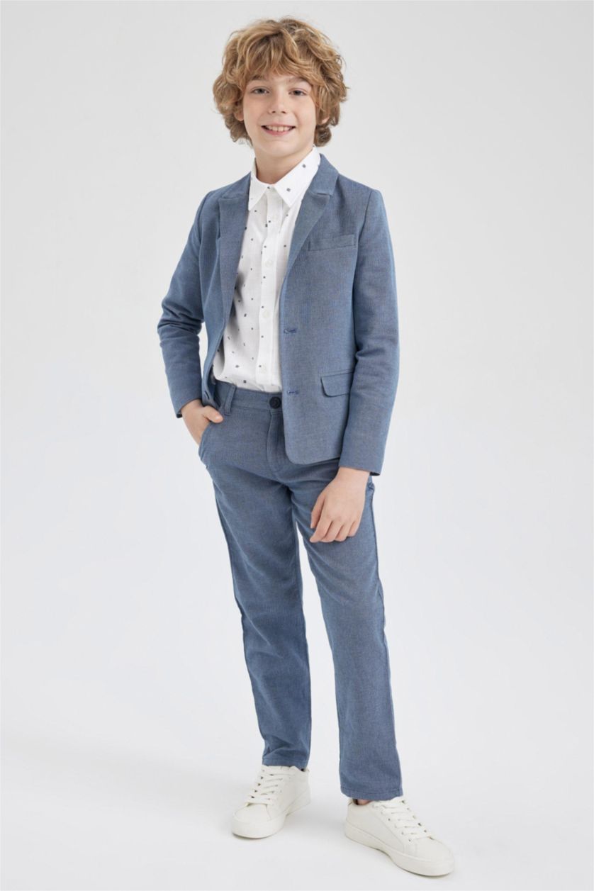 BOYS & TEENS Light Blue Boy Regular Fit Woven Trousers