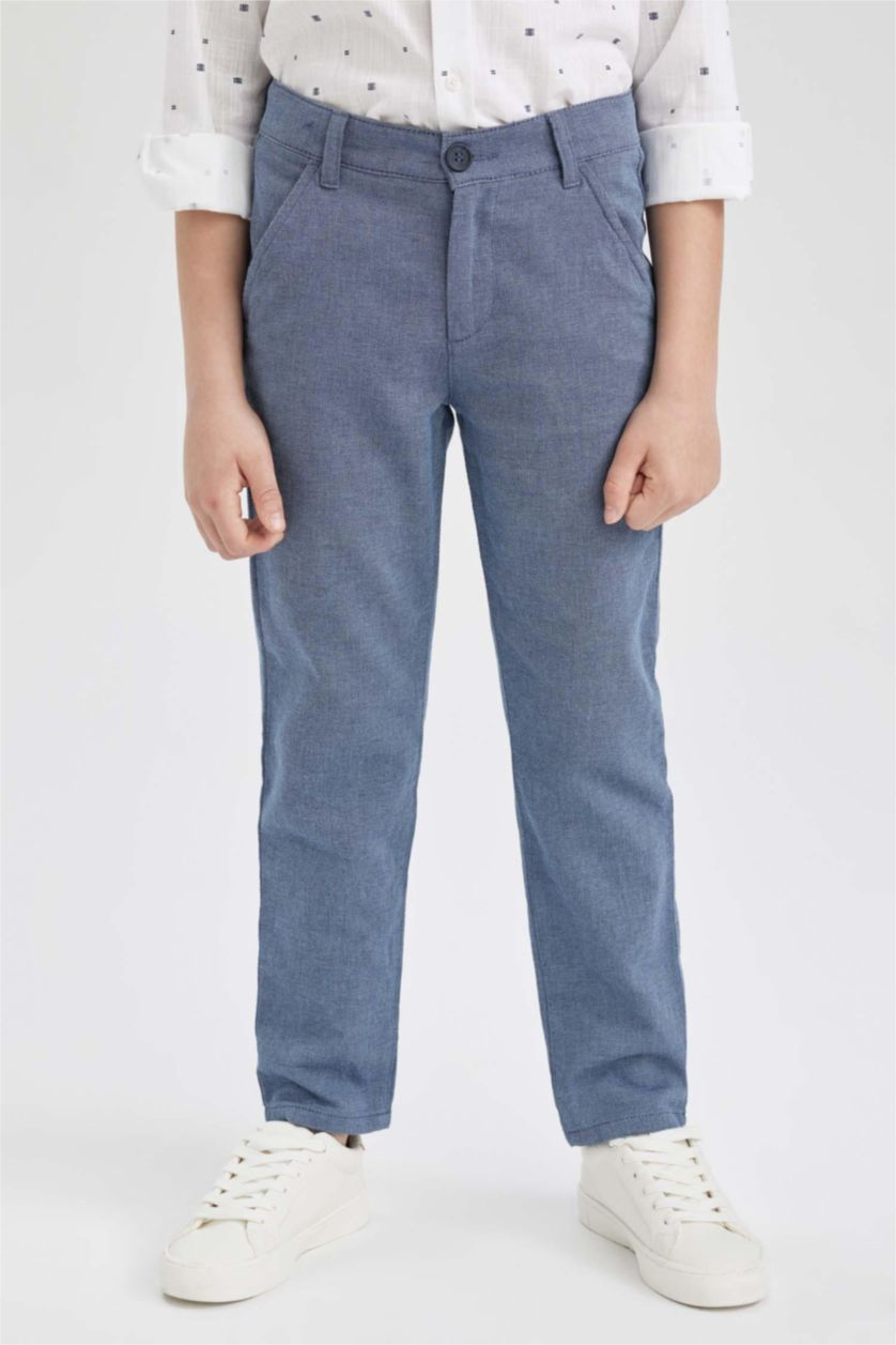 BOYS & TEENS Light Blue Boy Regular Fit Woven Trousers
