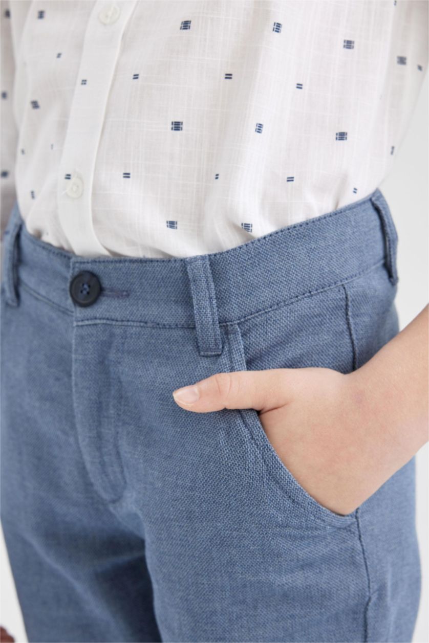 BOYS & TEENS Light Blue Boy Regular Fit Woven Trousers