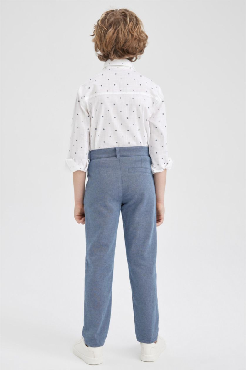 BOYS & TEENS Light Blue Boy Regular Fit Woven Trousers
