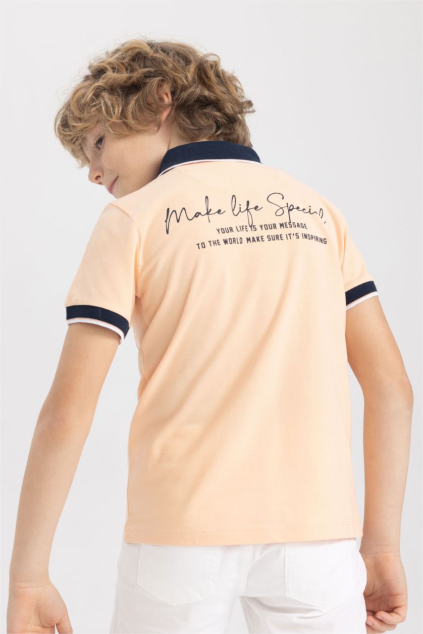 GARÇONS Orange T-Shirt Polo Coupe Classique À Manches Courtes