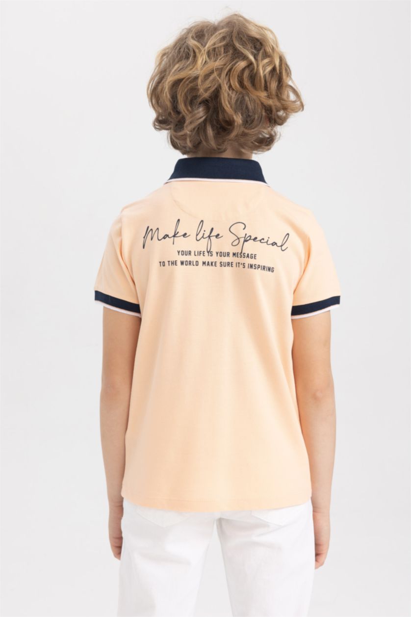 GARÇONS Orange T-Shirt Polo Coupe Classique À Manches Courtes