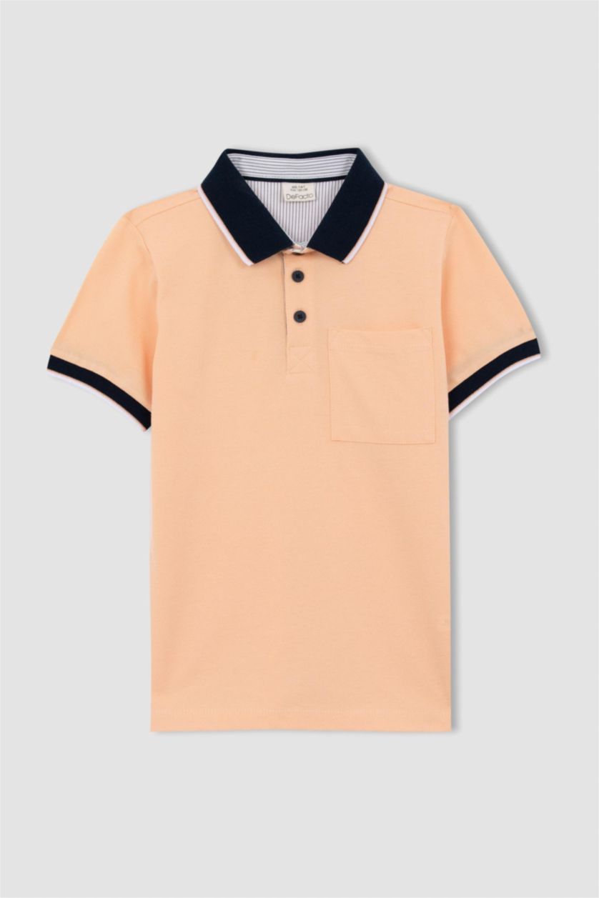 GARÇONS Orange T-Shirt Polo Coupe Classique À Manches Courtes