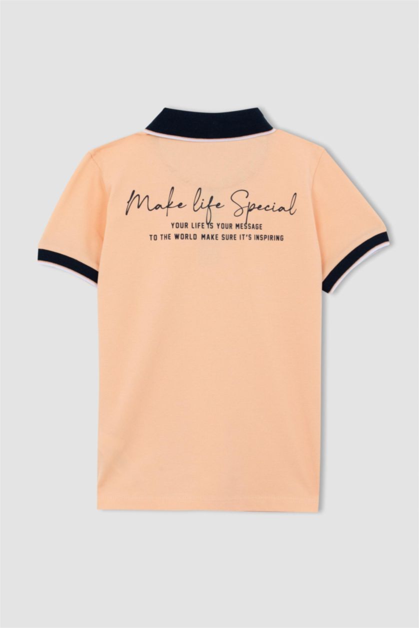 GARÇONS Orange T-Shirt Polo Coupe Classique À Manches Courtes