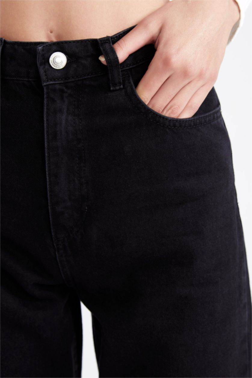 Kadın Siyah Yüksek Bel 90's Wıde Leg Pantolon